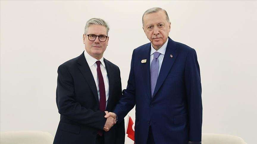 Cumhurbaşkanı Erdoğan, İngiltere Başbakanı Starmer ile  g&ouml;r&uuml;şt&uuml;