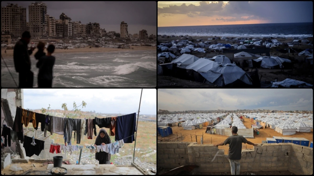 Yağmur altında kalan &ccedil;adırlar Filistinlilerin yaşadığı dramı derinleştiriyor